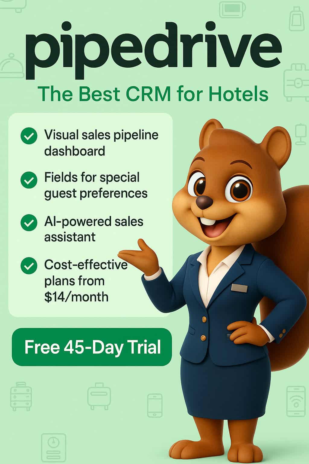 Pipedrive ideal for Mid-sized hotels