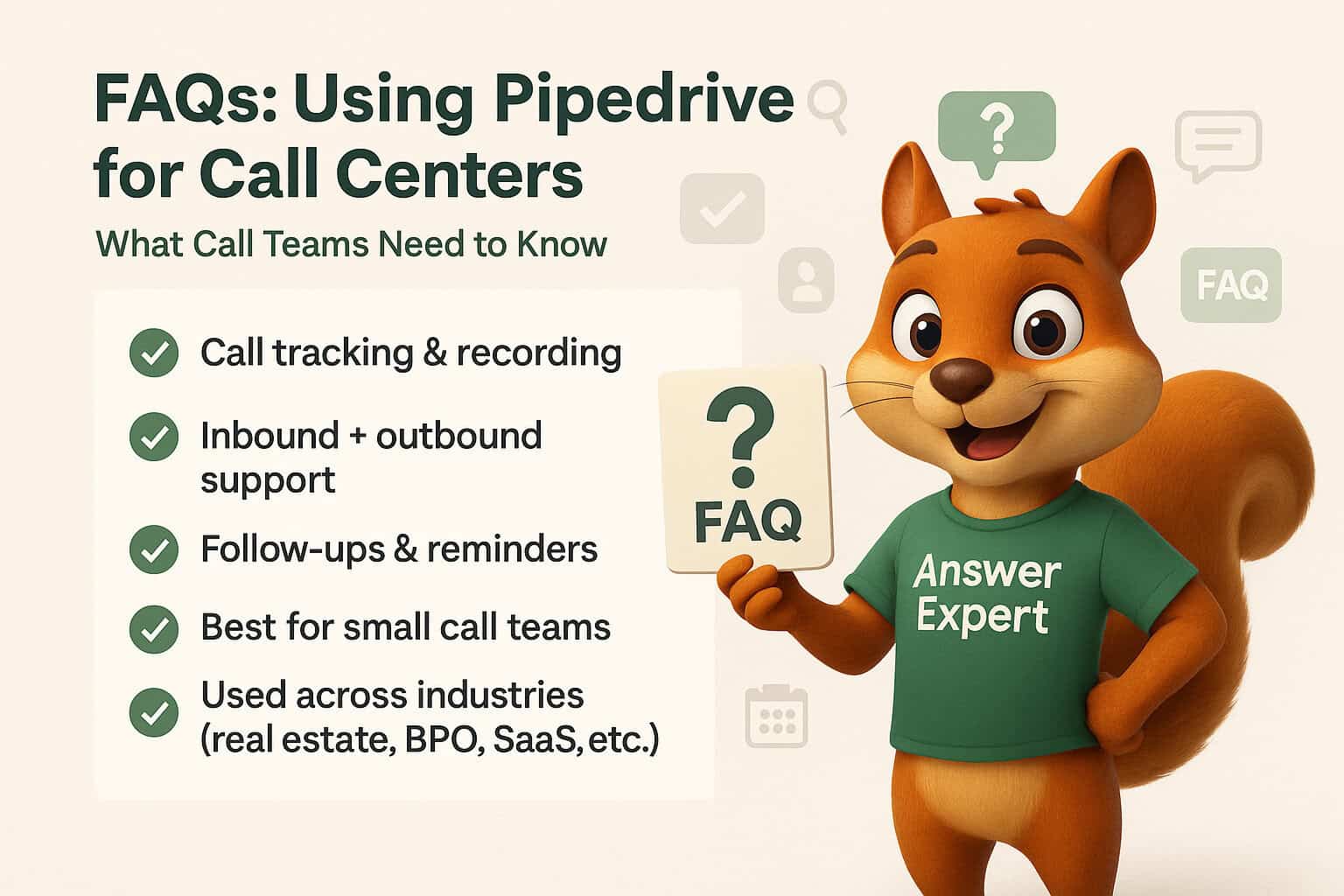 Call Center FAQs connected with Pipedrive CRM