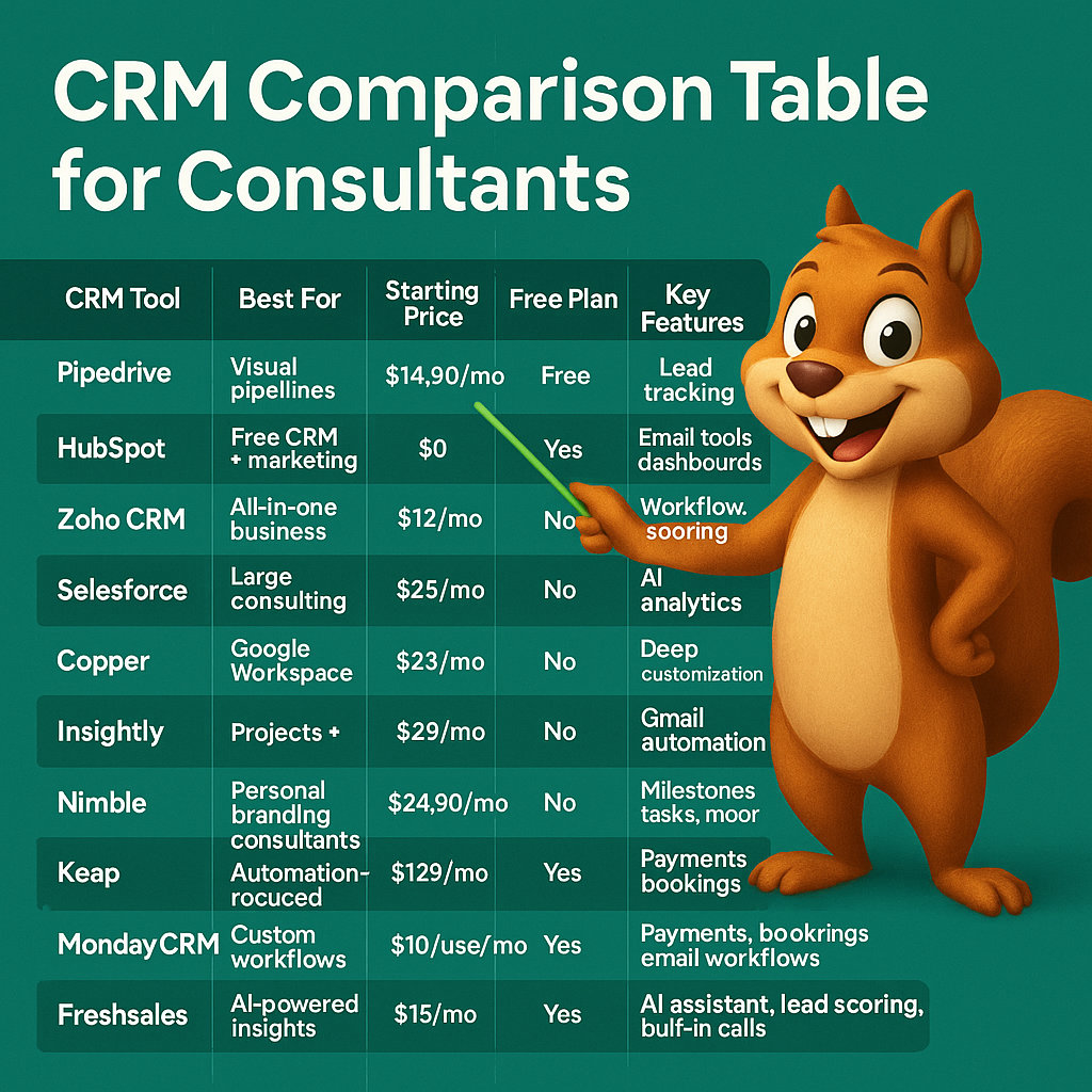 CRM Comparison Table for Consultants