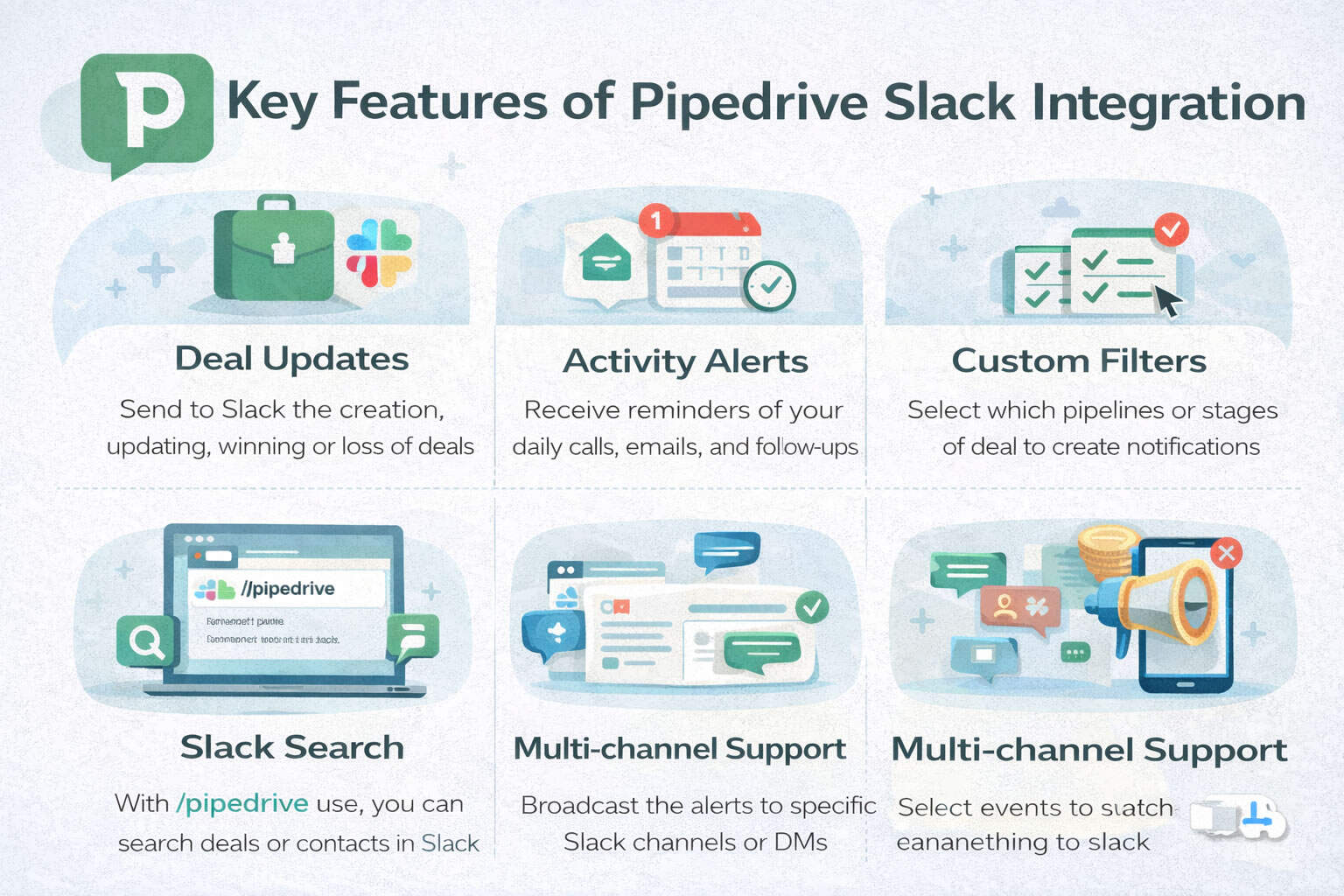Key Features of Pipedrive Slack Integration Key Features of Pipedrive Slack Integration