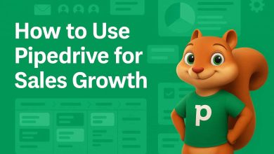 Pipedrive CRM tutorial featuring Pipedrive mascot, showcasing how to use Pipedrive for sales growth with visual tools and features.